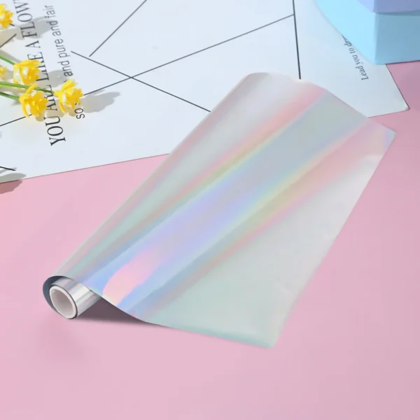 Rollos de láminas activadas por calor para manualidades, 19,3 cm x 5m, transferencia de calor holográfica, manualidades DIY, papel de transferencia de calor holográfico