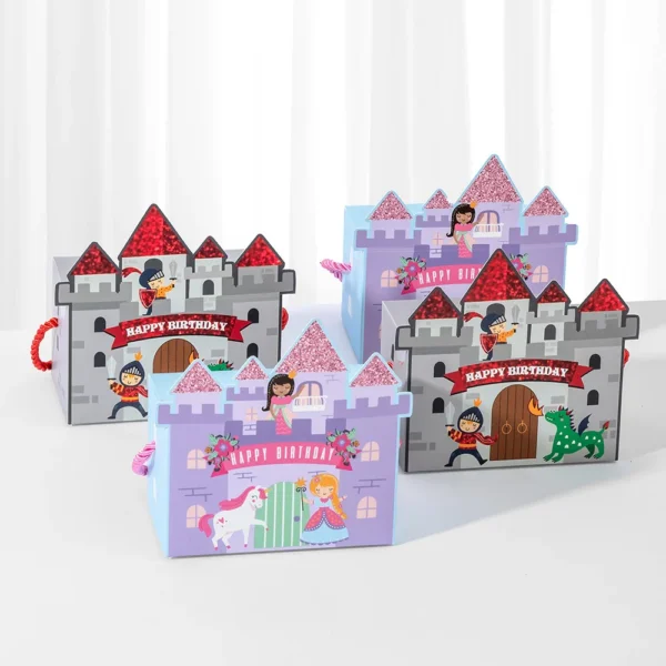 Cajas de cartón de Regalo para detalles pequeños, Chocolatinas con Diseño de Castillo de Princesa y Príncipe de Dibujos Animados, 10 Piezas.