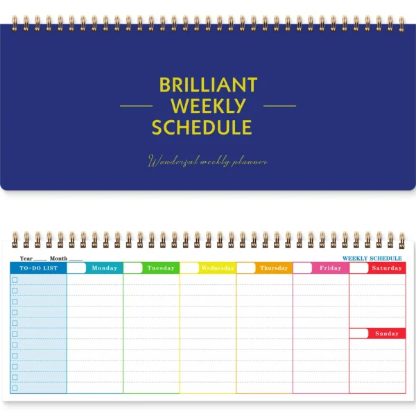 Agenda de espital en inglés con 60 hojas y 120 páginas, es planificador semanal y Bloc de notas con horario