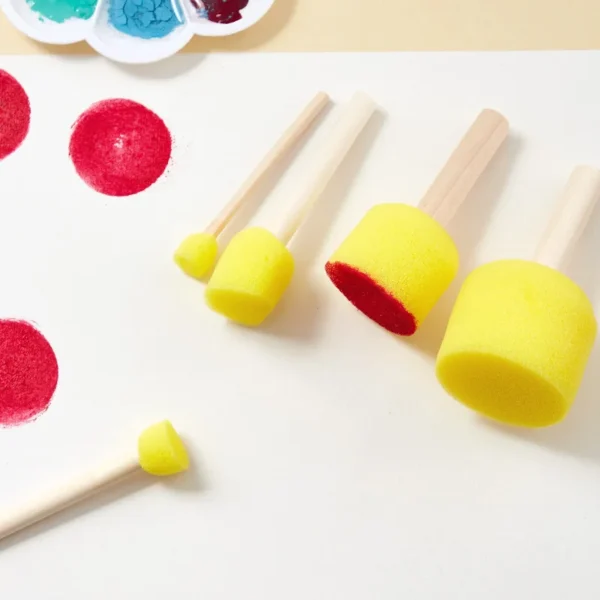 Juego de 10 Uds. De pinceles de esponja con cabeza de seta y mango de madera, juego de sellos de esponja para pintura DIY para niños, pintura de Graffiti artesanal, pintura de arcilla, cre con arte único