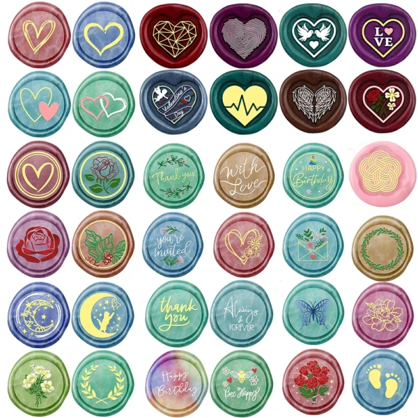 Sellos de cera con forma de corazón Y diferentes diseños