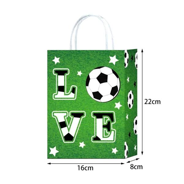 Bolsas de papel con la temática de fútbol de con asas, bolsas de recuerdo de celebraciones, cumpleaños para chuches, detalles y  decoración deportiva
