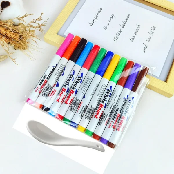 Pinturas de agua, pinturas flotantes de tinta para el agua con cuchara para niños y pizarra blanca lavable, borrable, ecológica a base de agua, 8/12 colores