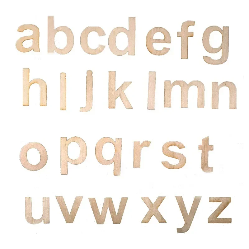 26 unids/set letras de madera sin terminar A-Z alfabetos de madera letras artesanales para DIY pintado educativo decoración de pared del hogar - Imagen 5
