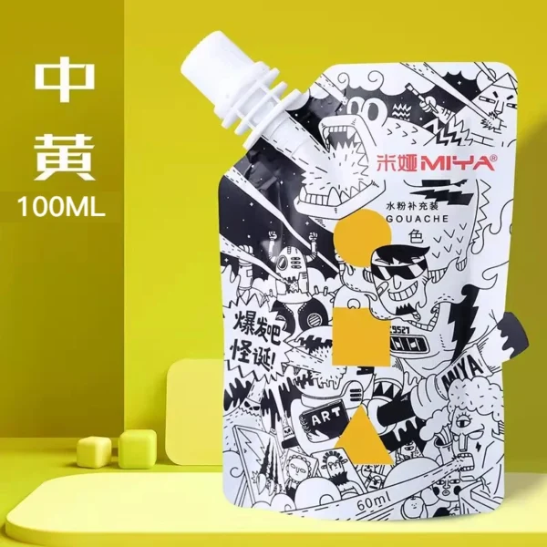Pintura Gouache MIYA, paquete de recarga multicolor en bolsas de 100ml, pintura Gouache para estudiantes de arte, pintura Gouache resistente a la decoloración del color
