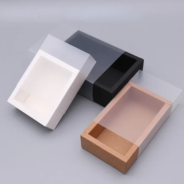Caja de cartón marrón craft, negra y blanca, caja pequeña para extraíble para joyería, embalaje de detalles, dulces y chocolates 10 Uds.