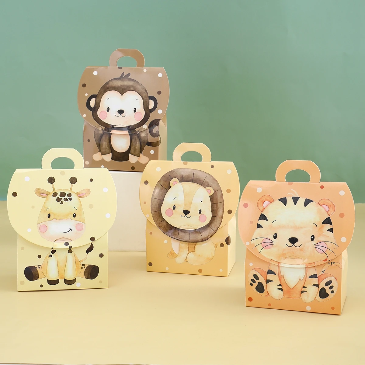Cajas de dulces de animales de la selva, decoración de fiesta de cumpleaños de Safari en la jungla, caja de embalaje de regalo para niños, caja de regalos para Baby Shower salvaje