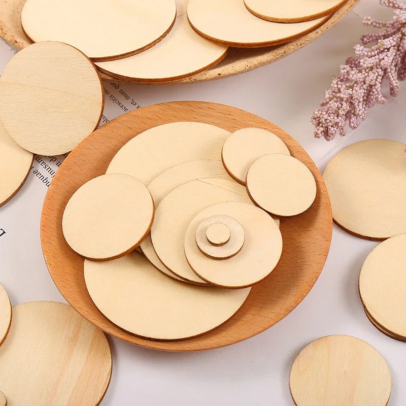 Rebanadas de madera redondas sin terminar para manualidades DIY, discos circulares de madera de 1cm-10cm, 3-100 piezas, manualidades para navidad, siluetas redondas para pintar, adorno de madera en forma cirlular, decoración - Imagen 2