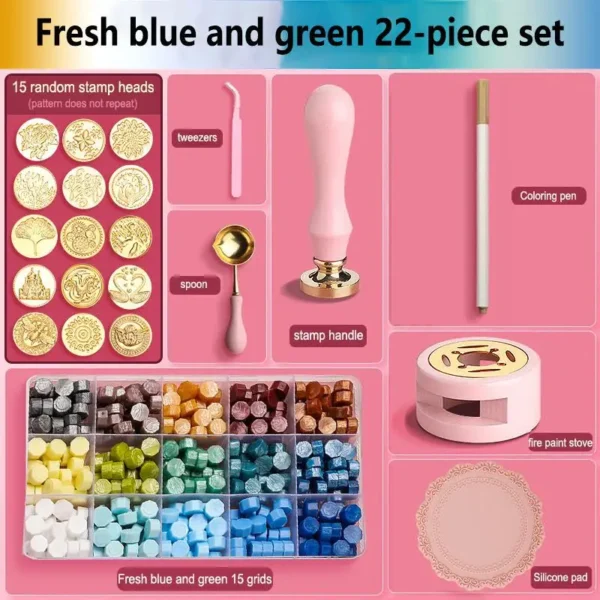 Juego de sellos de cera/lacre, Kit de cera de colores lacados