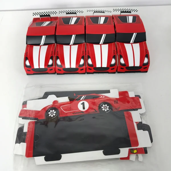 Caja de cartón y papel con diseño de coche de carreras, caja original de embalaje para regalos, 10/20 piezas