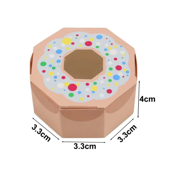 Cajas de cartón con forma de donut de colores, 10 unidades, cajas de papel rosa y azul con ventana para dulces, recuerdos o detalles