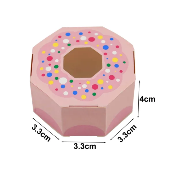 Cajas de cartón con forma de donut de colores, 10 unidades, cajas de papel rosa y azul con ventana para dulces, recuerdos o detalles
