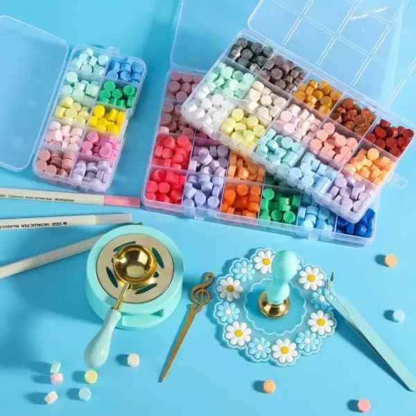 Juego de sellos de cera/lacre, Kit de cera de colores lacados