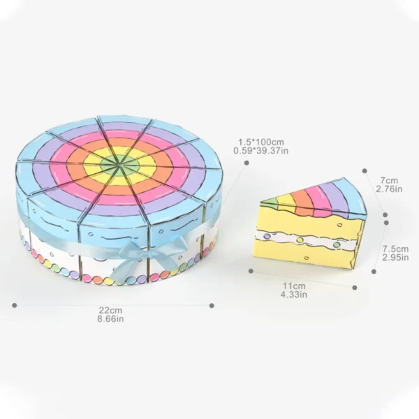 Cajas de cartón con forma de tarta dividida en trozos triangulares, hecha de Papel Ecológico en Forma de Pastel, Cajita para Dulces DIY