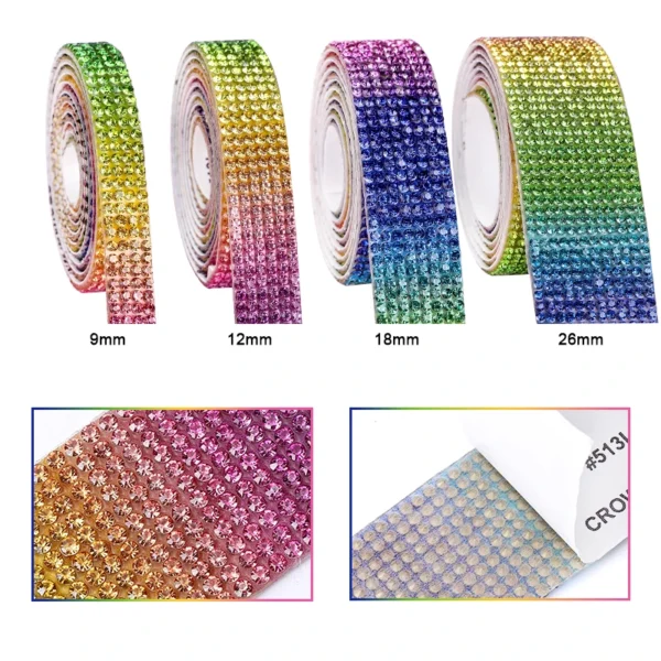 Cinta autoadhesiva de diamantes de imitación de cristal, pegatina de diamantes de imitación con purpurina para decoraciones y manualidades DIY