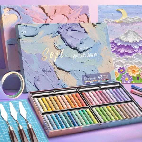Set de Pasteles al Óleo Suaves para Artistas, 6/24/48 Colores, Profesional y Seguro, para Pintura Artística