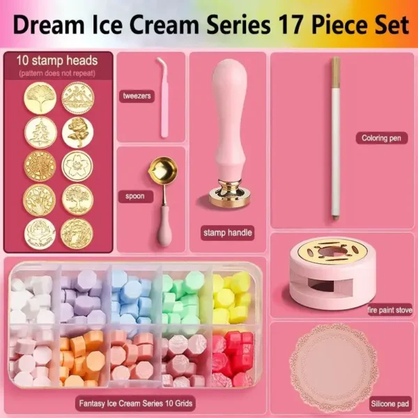 Juego de sellos de cera/lacre, Kit de cera de colores lacados