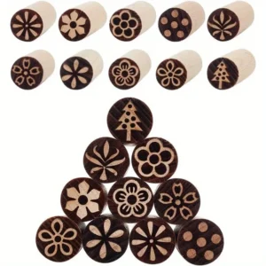 Sellos redondos de madera tallada, Kit de patrones de modelado de arcilla, herramientas de alfarería, sellos de bloques de madera Natural para manualidades DIY y artesania de cerámica. 10 Uds.