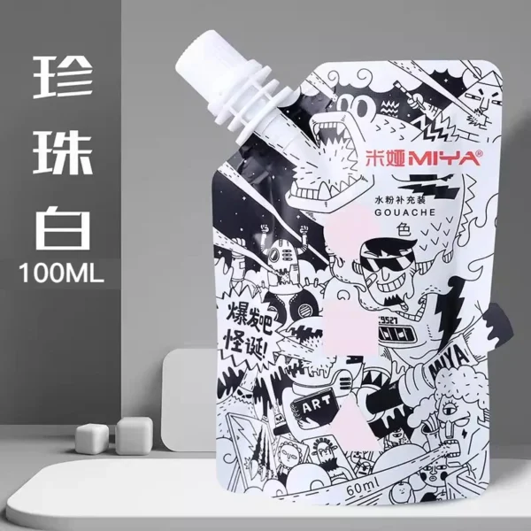 Pintura Gouache MIYA, paquete de recarga multicolor en bolsas de 100ml, pintura Gouache para estudiantes de arte, pintura Gouache resistente a la decoloración del color