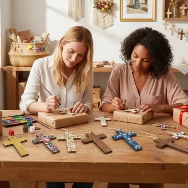 Cruces de madera artesanales hechas a mano naturales sin pintar para crear regalos significativos personalizados y recuerdos de celebraciones religiosas