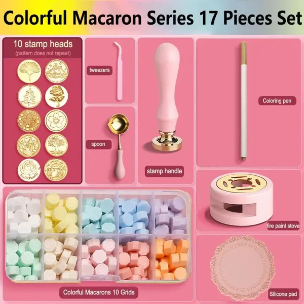 Juego de sellos de cera/lacre, Kit de cera de colores lacados