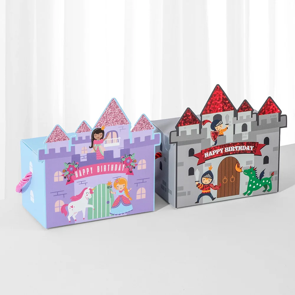 Cajas de cartón de Regalo para detalles pequeños, Chocolatinas con Diseño de Castillo de Princesa y Príncipe de Dibujos Animados, 10 Piezas. - Imagen 2