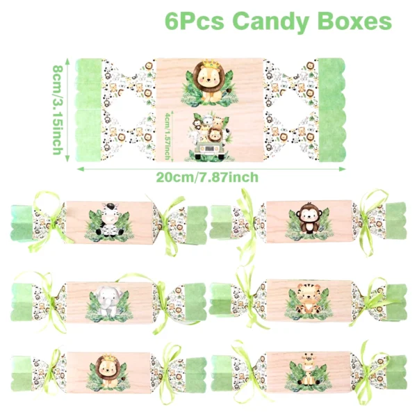 Cajas de dulces de animales de la selva, decoración de fiesta de cumpleaños de Safari en la jungla, caja de embalaje de regalo para niños, caja de regalos para Baby Shower salvaje
