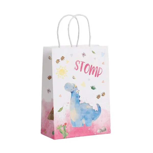 Bolsas de embalaje de regalo de papel con tematica de dibujo de dinosaurios, unisex, 12 Uds.