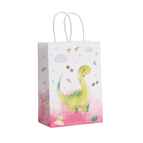 Bolsas de embalaje de regalo de papel con tematica de dibujo de dinosaurios, unisex, 12 Uds.