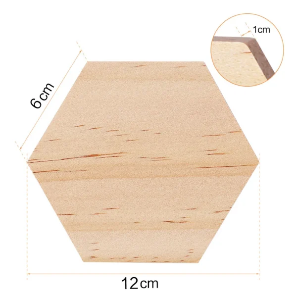Piezas de madera de 1cm de espesor, discos Hexagonales sin pintar, adornos de madera para pintar