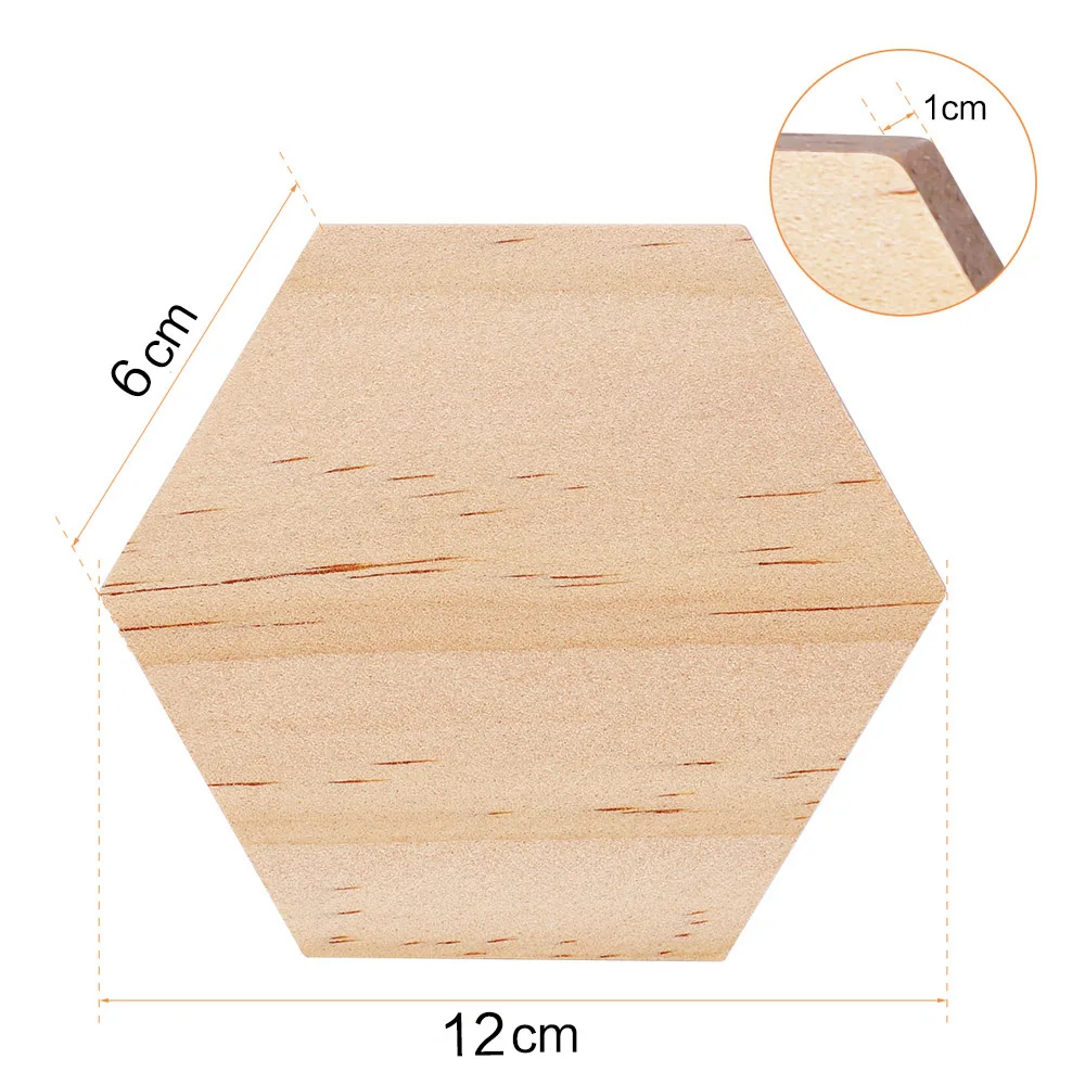 Piezas de madera de 1cm de espesor, discos Hexagonales sin pintar, adornos de madera para pintar - Imagen 8