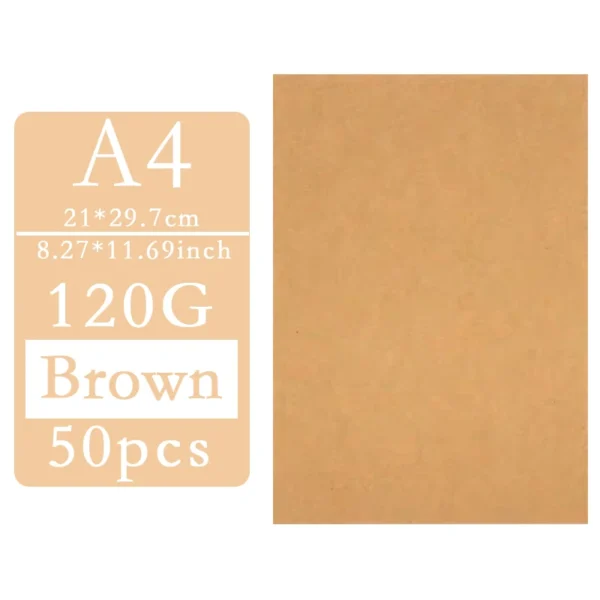 50 Uds A4 120g cartón hecho a mano papel de tarjeta blanco/negro/marrón papel Kraft para manualidades de acuarela DIY paquete de inyección de tinta y impresora láser