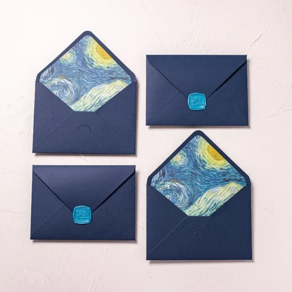 Sobre de pintura al óleo de Van Gogh, sobre clásico de la serie azul de 175x125mm, 10 unidades por lote