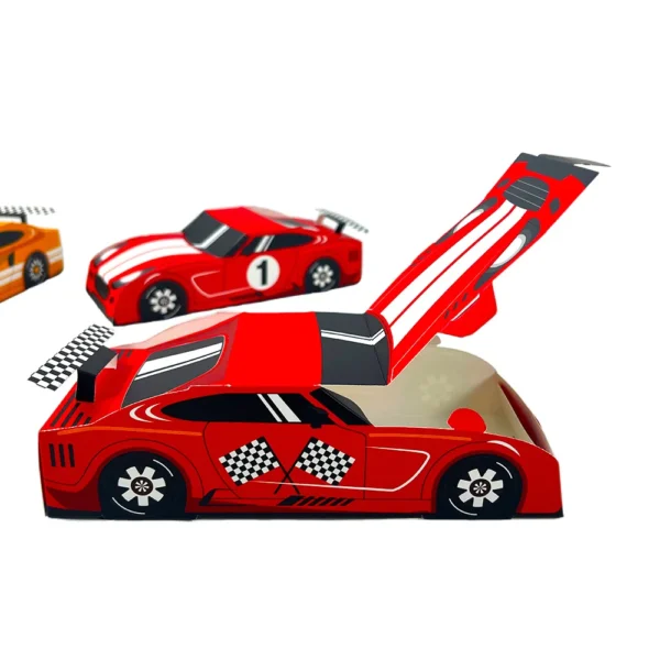 Caja de cartón y papel con diseño de coche de carreras, caja original de embalaje para regalos, 10/20 piezas