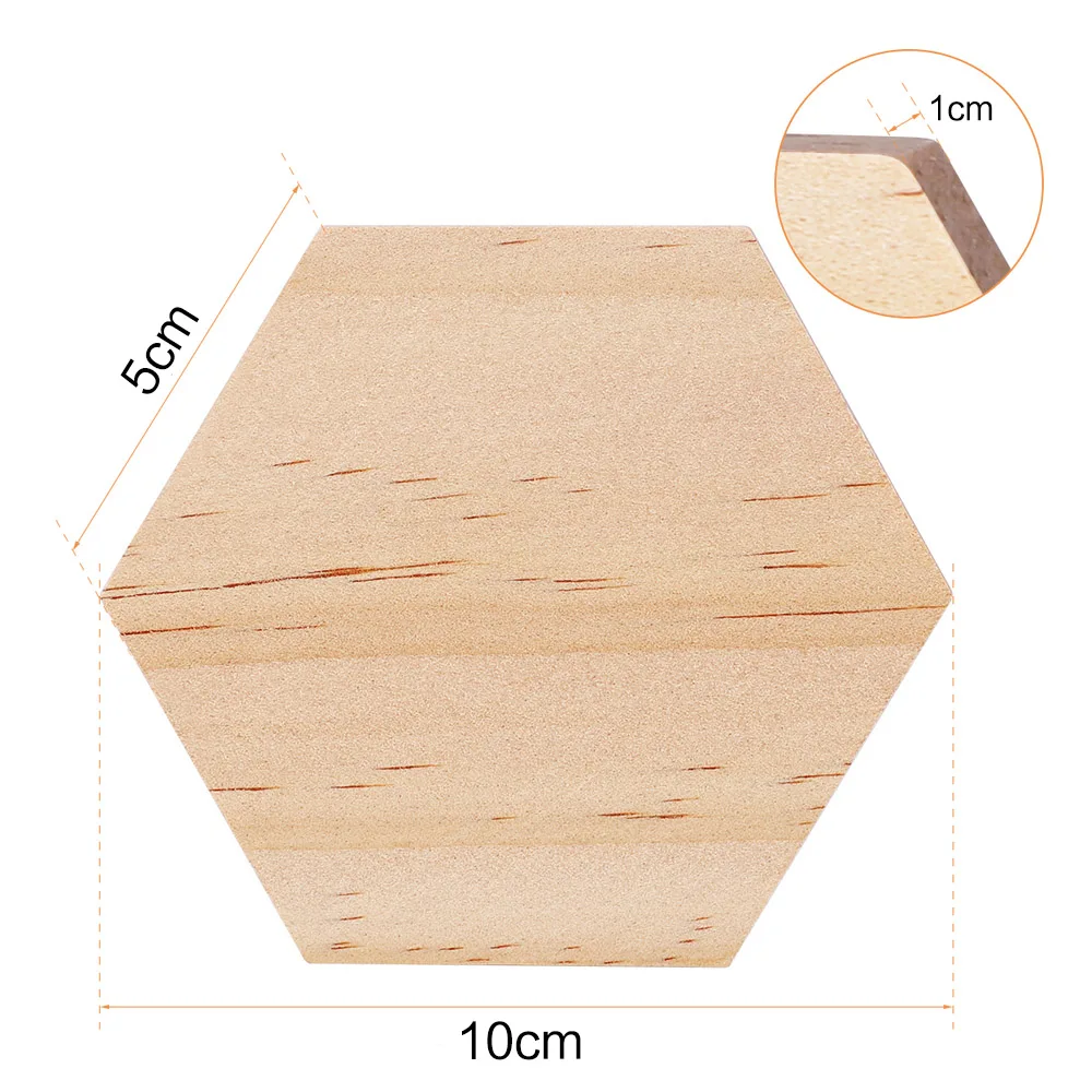 Piezas de madera de 1cm de espesor, discos Hexagonales sin pintar, adornos de madera para pintar - Imagen 9