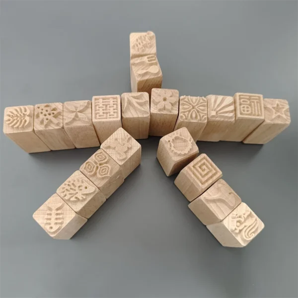 9 patrones de sellos de madera DIY, juego de sellos de arcilla de madera, herramienta casera, 1 ud.
