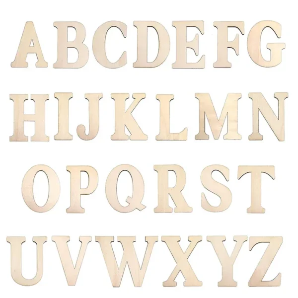 26 unids/set letras de madera sin terminar A-Z alfabetos de madera letras artesanales para DIY pintado educativo decoración de pared del hogar