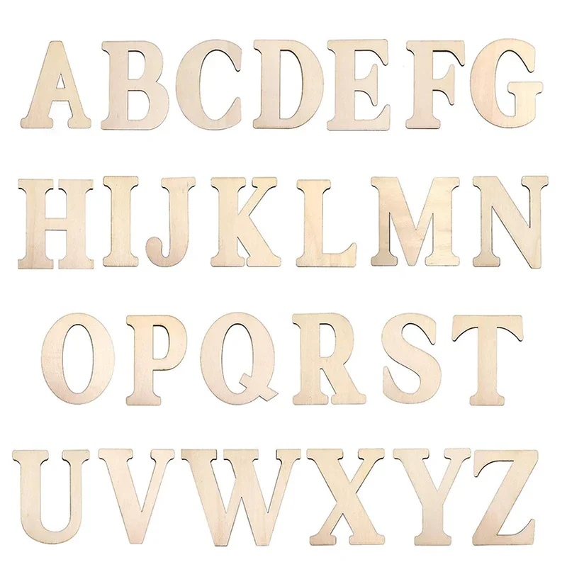26 unids/set letras de madera sin terminar A-Z alfabetos de madera letras artesanales para DIY pintado educativo decoración de pared del hogar - Imagen 4