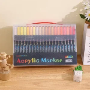 Marcadores de Pintura Acrílica de 48 Colores para Uso Profesional, Rotuladores de Doble Punta Fina y de Pincel, Adecuados para Piedra, Madera, Caligrafía