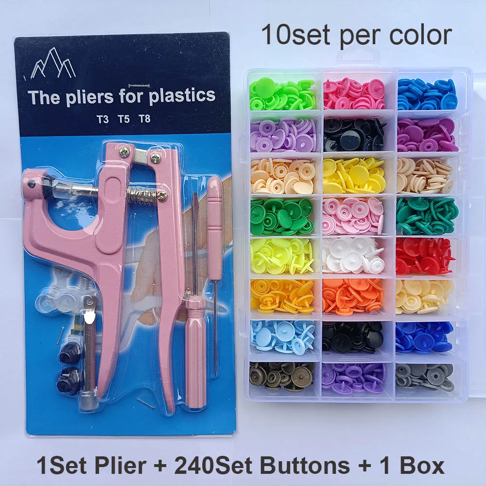 Juegos T5 broches de resina en forma de U, alicates de sujeción, Kit de botones y broches, botones de tela, herramienta de costura y manualidades DIY. 80/150/240/360 - Imagen 27