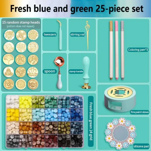 Juego de sellos de cera/lacre, Kit de cera de colores lacados