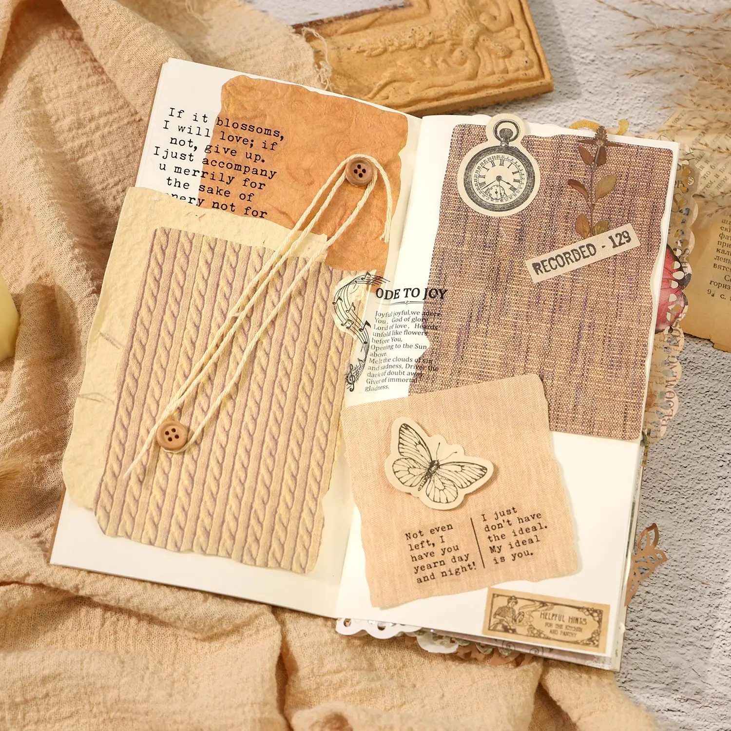 Papel de Material de textura 3D Vintage DIY - Imagen 5