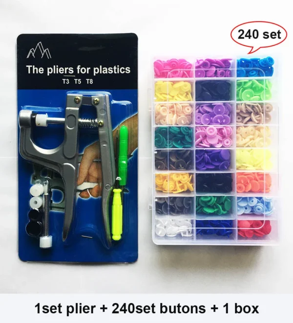 Juegos T5 broches de resina en forma de U, alicates de sujeción, Kit de botones y broches, botones de tela, herramienta de costura y manualidades DIY. 80/150/240/360