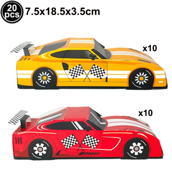 Caja de cartón y papel con diseño de coche de carreras, caja original de embalaje para regalos, 10/20 piezas