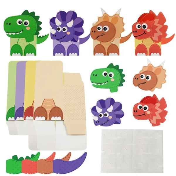 Cajas de Regalo de cartón con Forma de dinos 3D, especiales para celebraciones Infantiles, chuches y detalles o artículos artesanales temáticas de dinosaurios