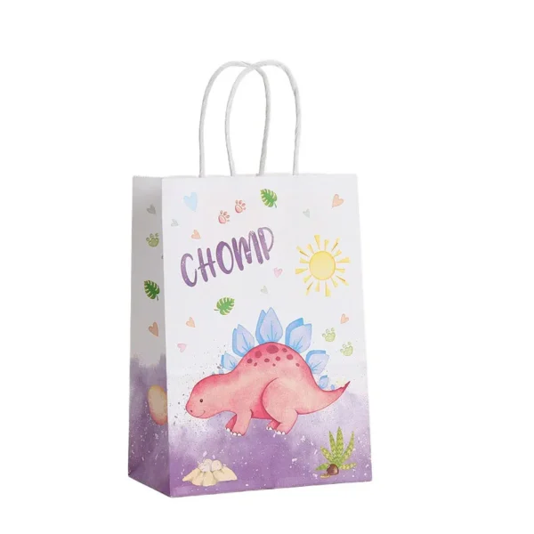 Bolsas de embalaje de regalo de papel con tematica de dibujo de dinosaurios, unisex, 12 Uds.