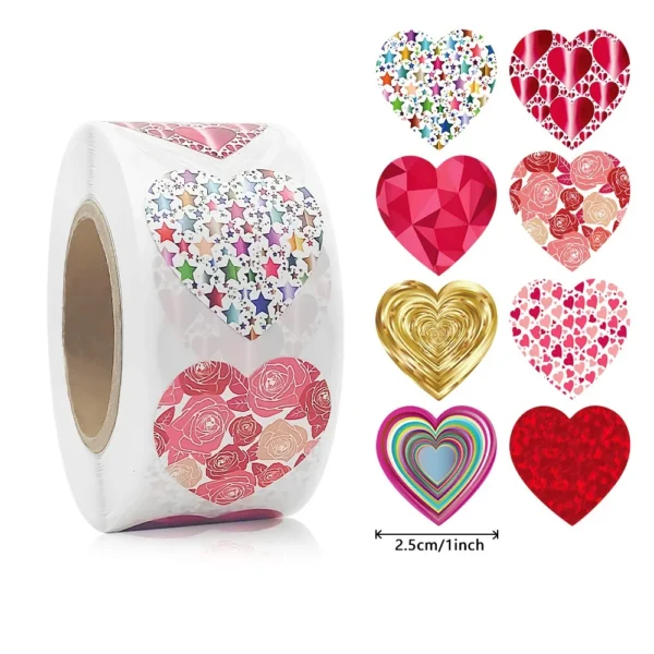 Pegatinas de corazón rojo, para decoraciones de tarjetas, embalajes, packaging, para sellos de sobre, decorativa de amor
