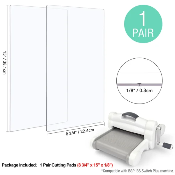 Láminas de corte compatibles con interruptor BSP y BS Plus para máquina cortadora, placa de corte de repuesto de plástico 38,1/32,3*22,4 cm. 2 unidades, compatible con la Big Shot de Sissix