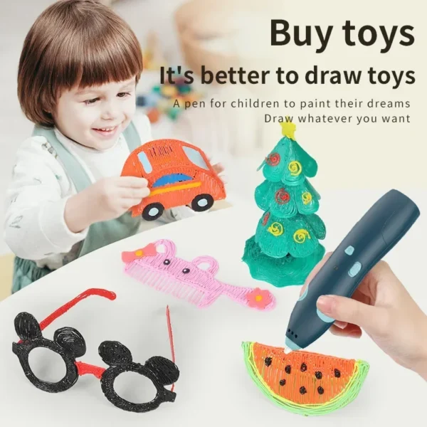 Bolígrafo de impresión 3D para niños, bolígrafo de Graffiti inalámbrico de baja temperatura, bolígrafo de pintura de juguete creativo DIY