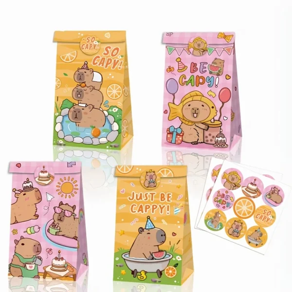 Bolsas de papel de regalo con temática de capibara 12/24/48 Uds.